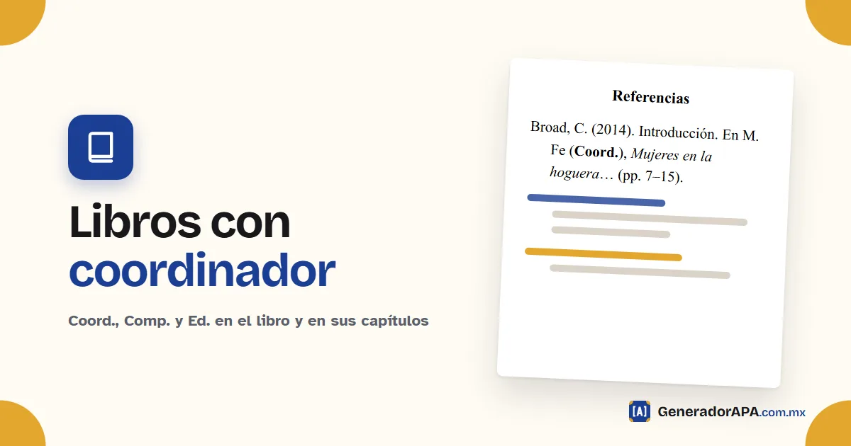 Portada de la guía para citar libros con coordinador o compilador en APA 7 con un capítulo de ejemplo