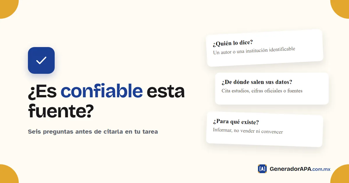 Portada de la guía para saber si una fuente es confiable con tres preguntas clave