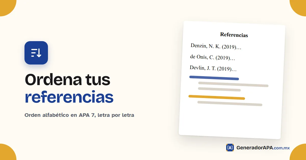 Portada de la guía para ordenar referencias APA alfabéticamente con una lista de referencias ordenada