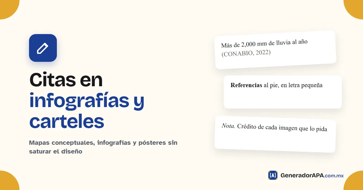 Portada de la guía para citar en infografías, mapas conceptuales y carteles con APA 7